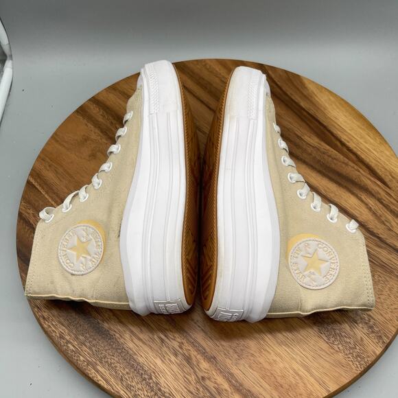 Converse CTAS All Star Lift Shoes Womens 8.5 Tan Canvas Hi Top Platform Sneaker - Picture 6 of 8